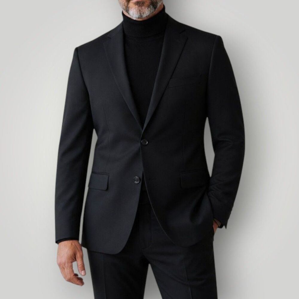 MICHAEL KORS Mens 42L Black Wool Blazer Sport Coat 2 Button Jacket Classic fit